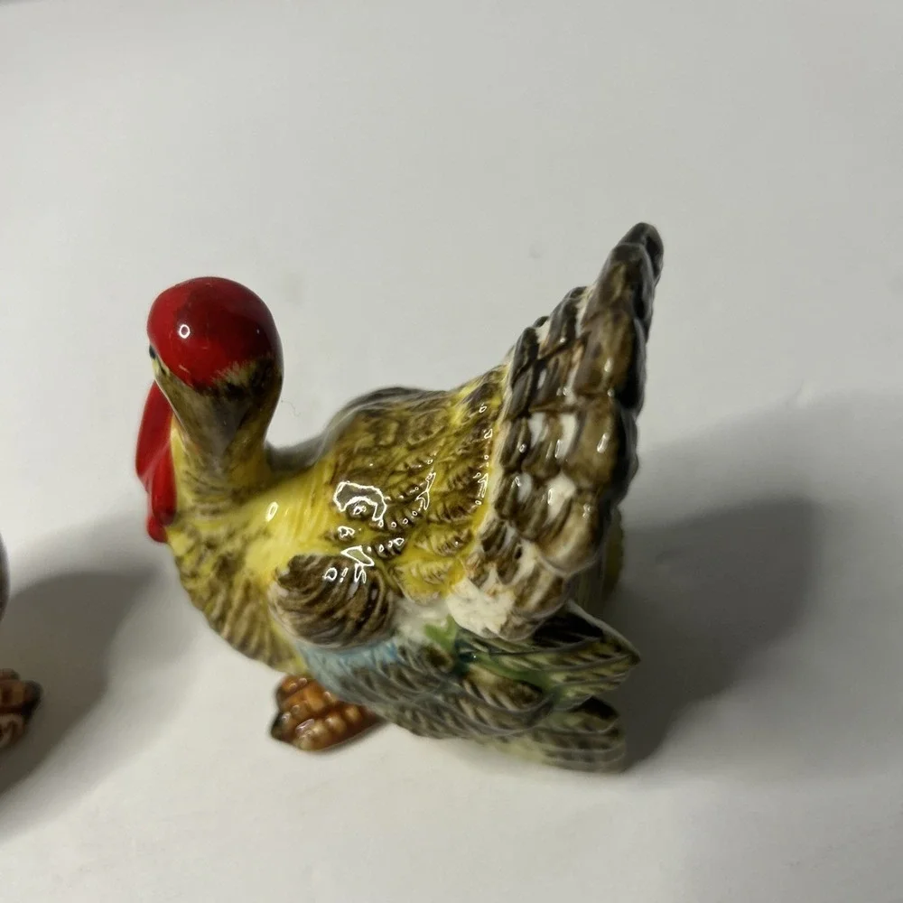 Vintage Ceramic Turkey Figurine Salt & Pepper Shakers Japan